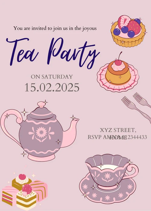 Light Pink Refreshments Tea Invitation-AATEA002 - Image 2