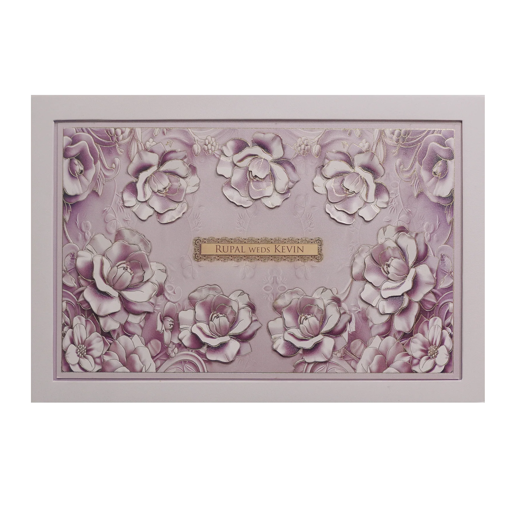 Lilac Padded Floral Wedding Card-KPR24840 - Image 3