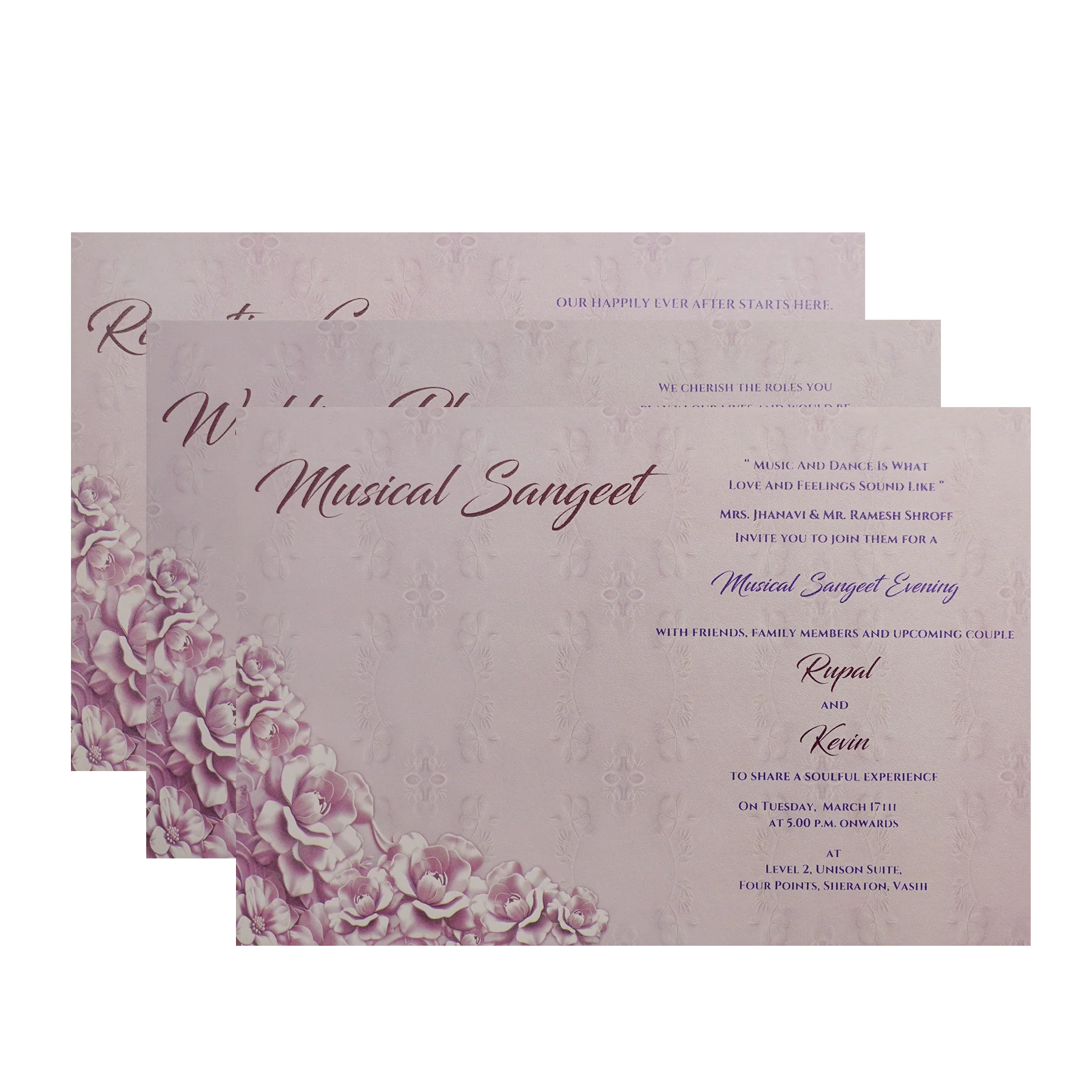 Lilac Padded Floral Wedding Card-KPR24840 - Image 5