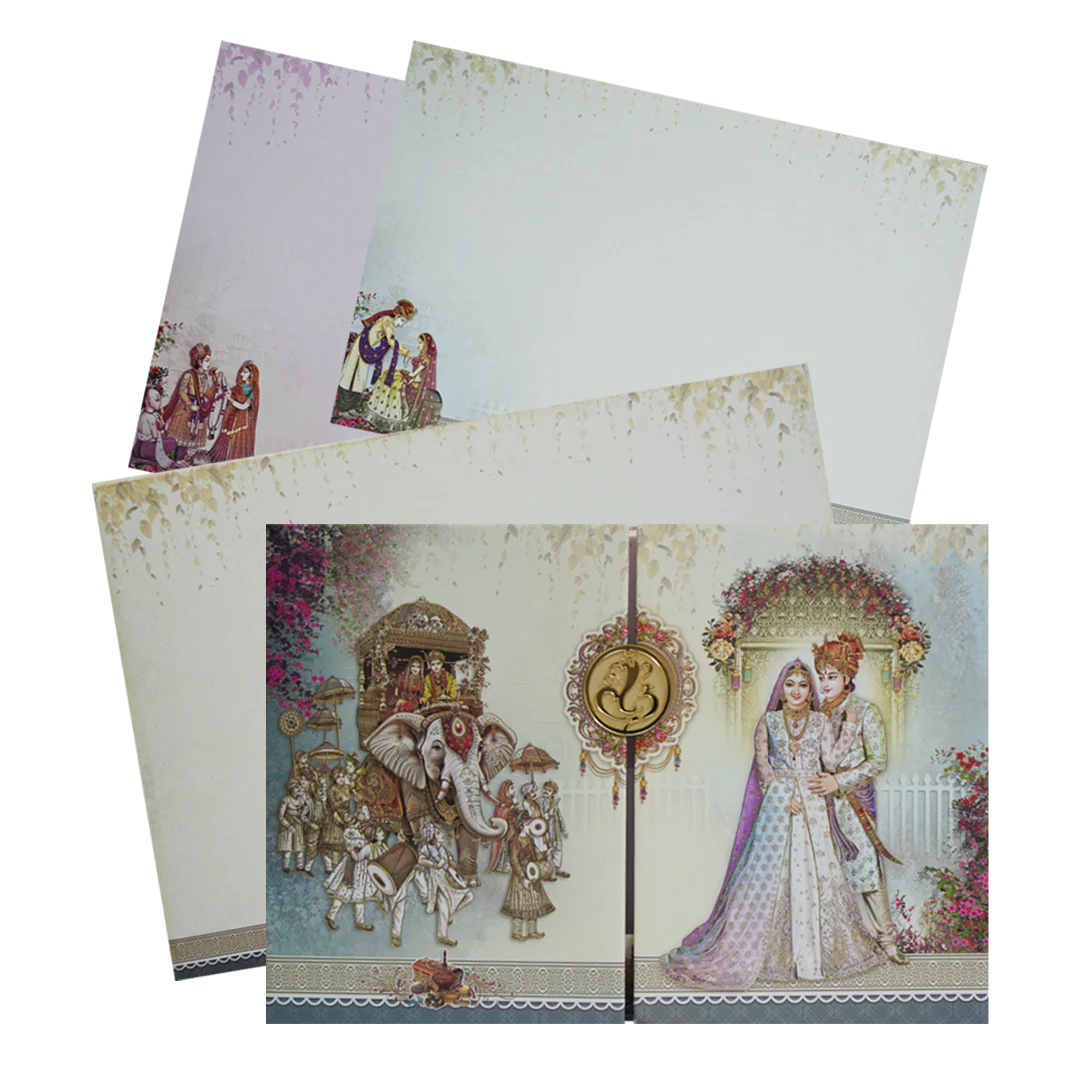 Lime Yellow Door Padded Wedding Card Design-KAC05840