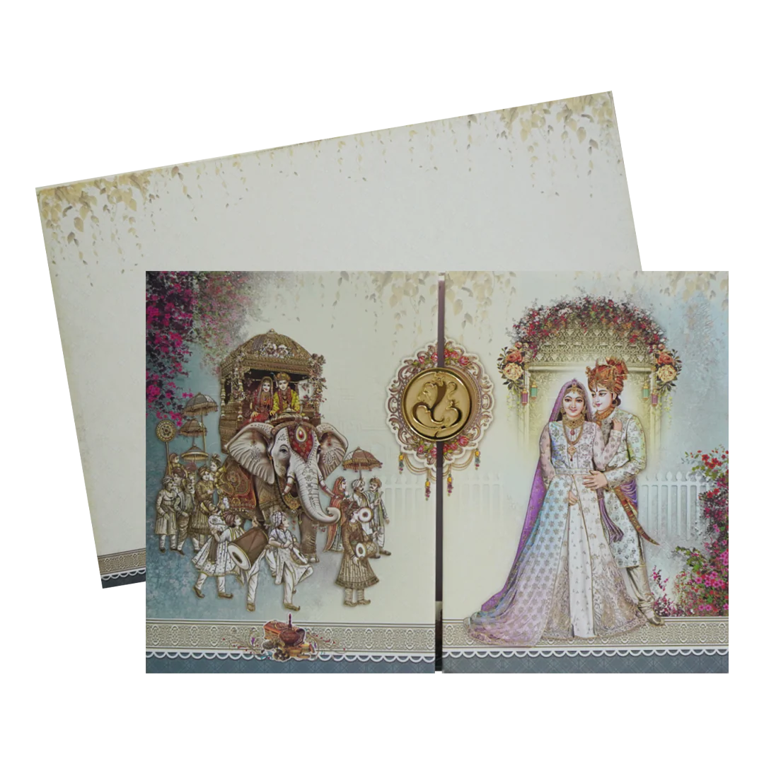 Lime Yellow Door Padded Wedding Card Design-KAC05840 - Image 2