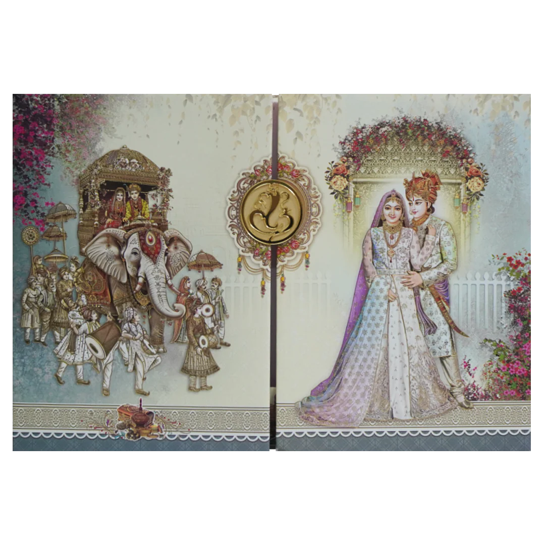 Lime Yellow Door Padded Wedding Card Design-KAC05840 - Image 3