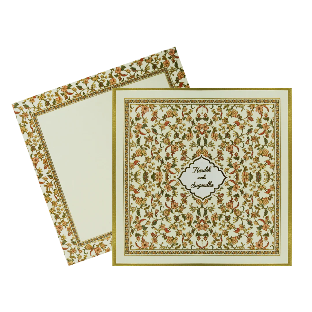 Lime Yellow Floral Padded Wedding Invitation-Kac05590 - Image 2