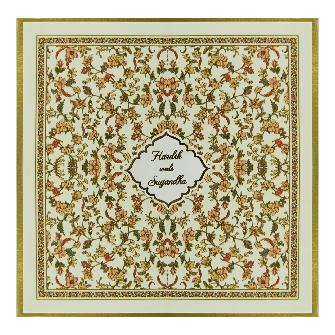 Lime Yellow Floral Padded Wedding Invitation-Kac05590 - Image 3
