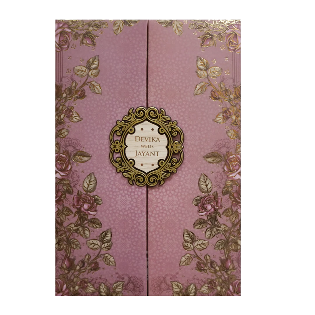 Little Purple Padded Embossed Floral Wedding Card - KVN07410 - Image 3