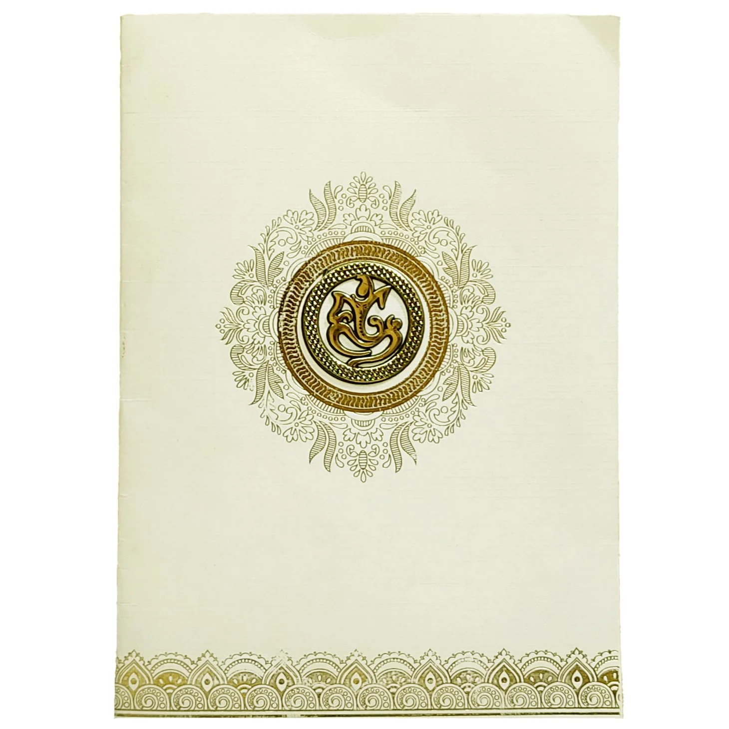 Cream Metallic Gold Foiling Design With Floral Lace-KNCM16CG - Image 3