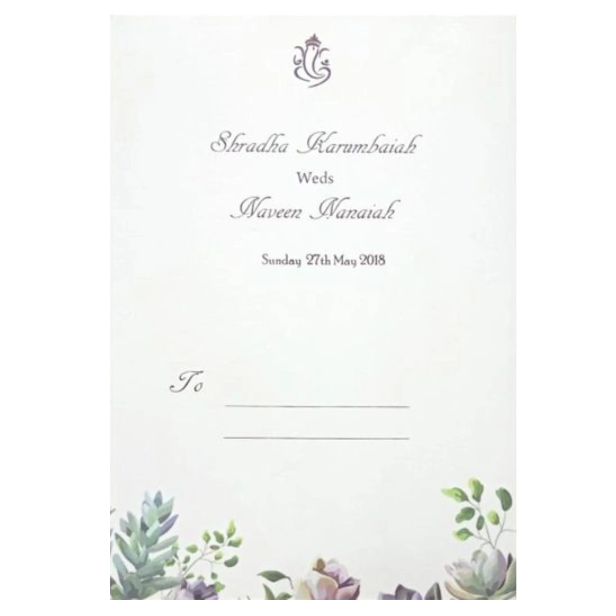 White floral theme single sheet wedding card-KNS014WW - Image 3