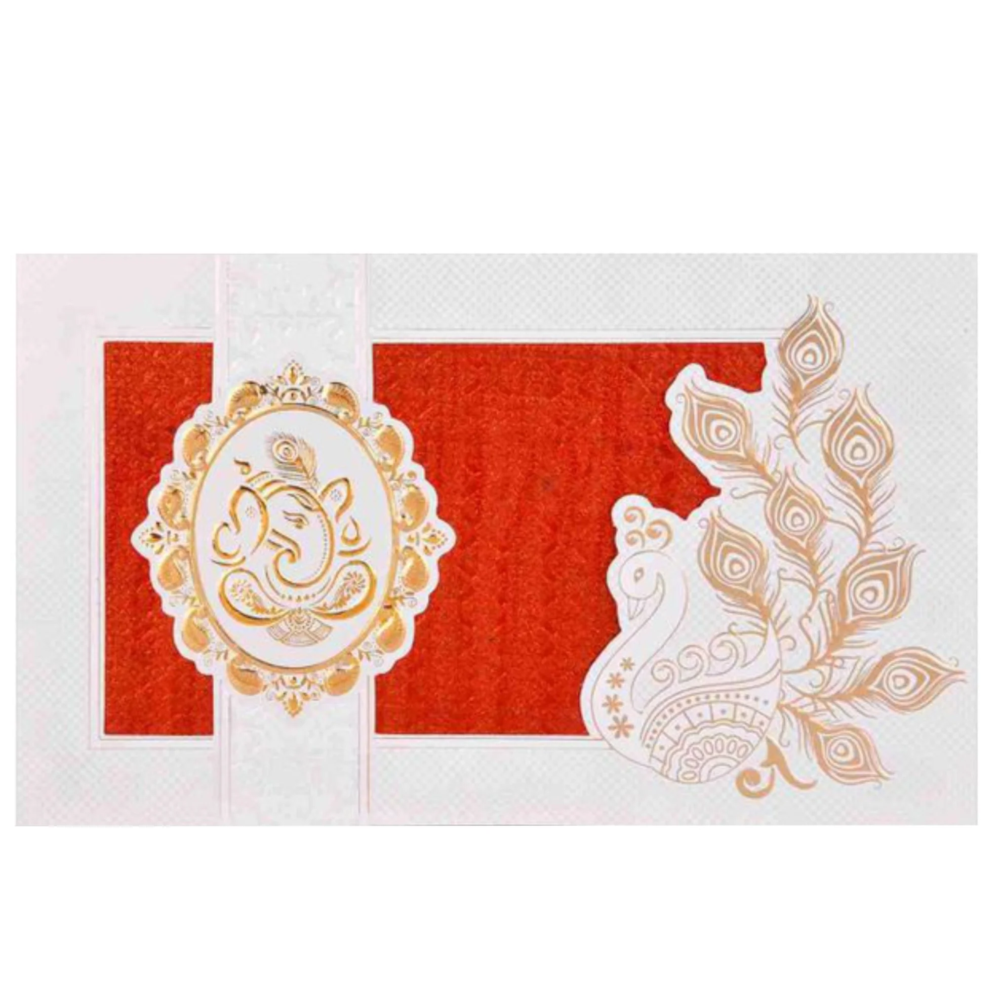 Lovely Peacock Shading With Hand Made Material Wedding Card - KNK30480 - Image 3
