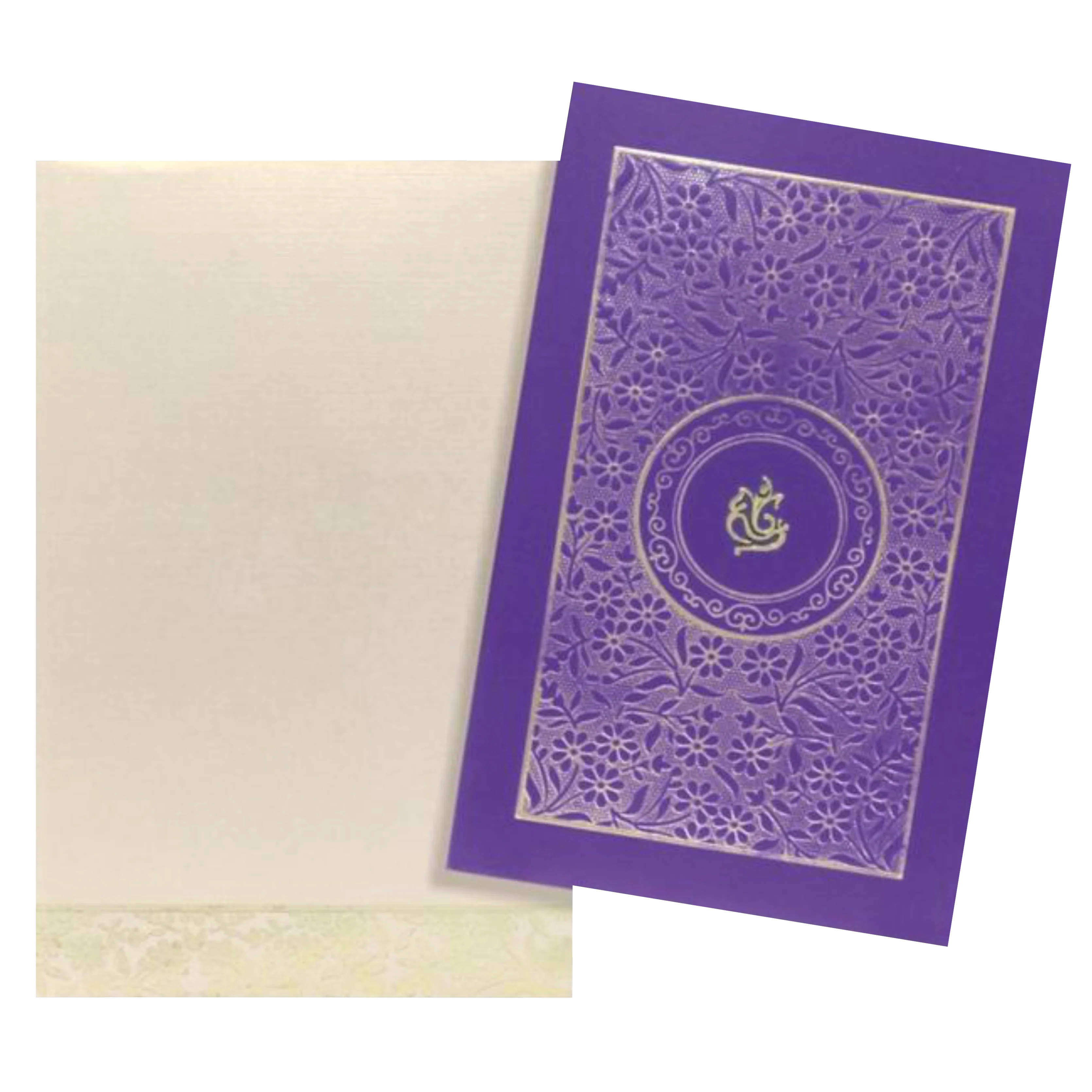 Lovely Violet Shading With Ganesha Theme Padded Wedding Card - KNK3661 - Image 2
