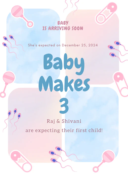 Lovely Grid Pregnancy Announcement Invitation-AAPAI006 - Image 2