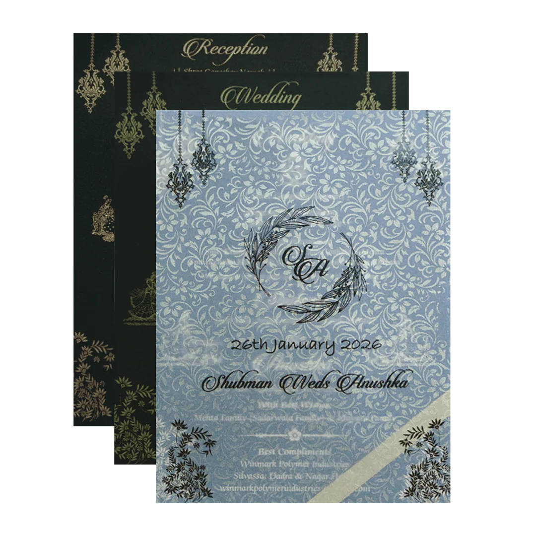 Luxurious Black Gold Foil Padded Wedding Card-KRB09682 - Image 5