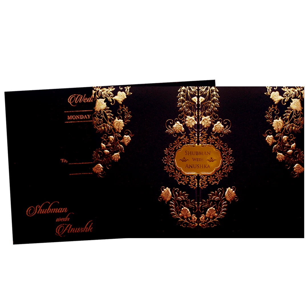 Luxury Black & Gold Embossed Wedding Invitation Box-KRB09712 - Image 2