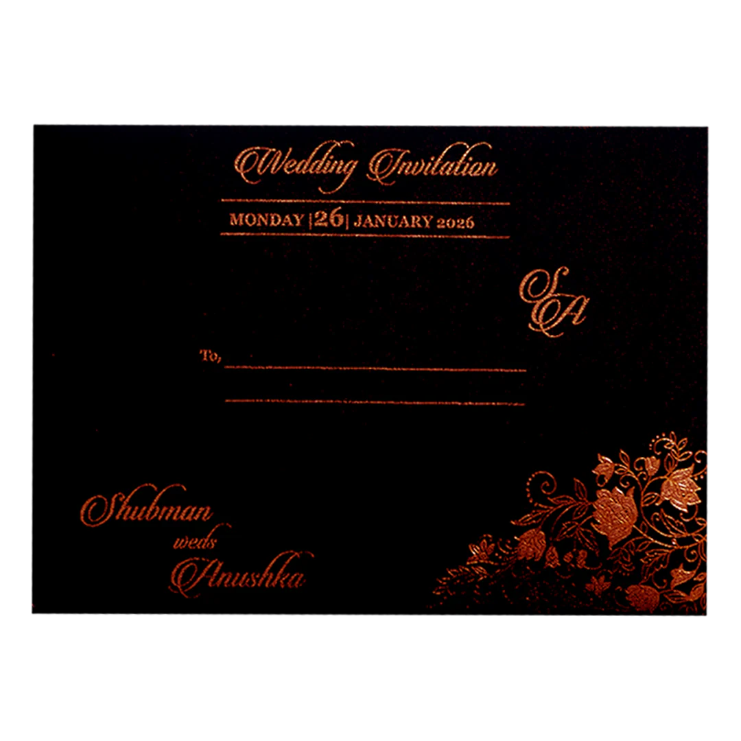 Luxury Black & Gold Embossed Wedding Invitation Box-KRB09712 - Image 4