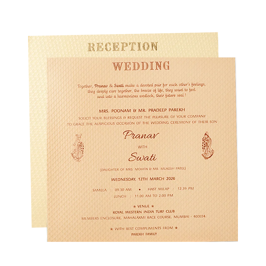 Luxury Gold Square Padded Wedding Card-KMMWD1158 - Image 5