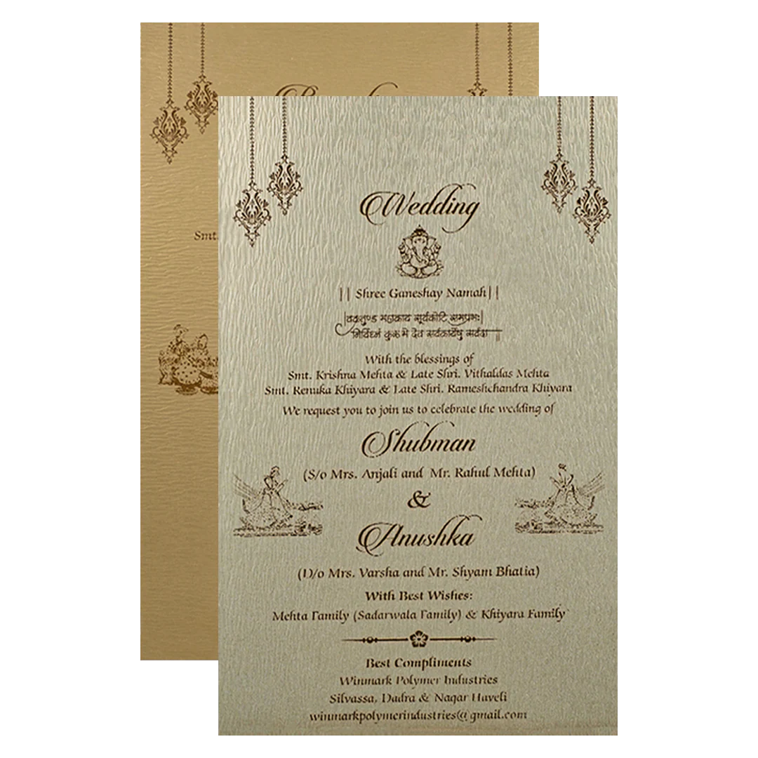 Luxury Golden Floral Padded Wedding Card-KRB09341 - Image 5
