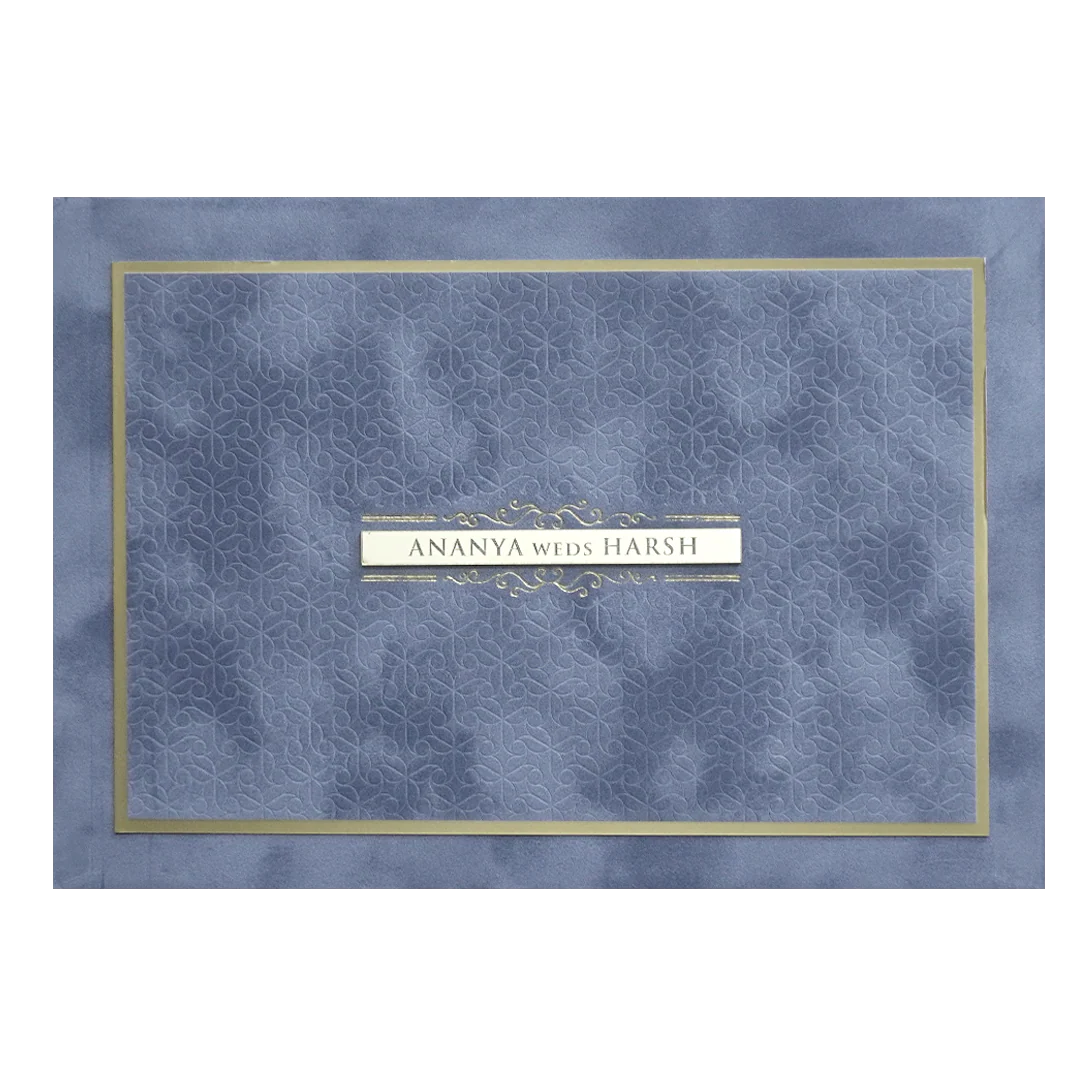 Luxury Grey & Gold Padded Wedding Invitation Card - KMMWD1149 - Image 3