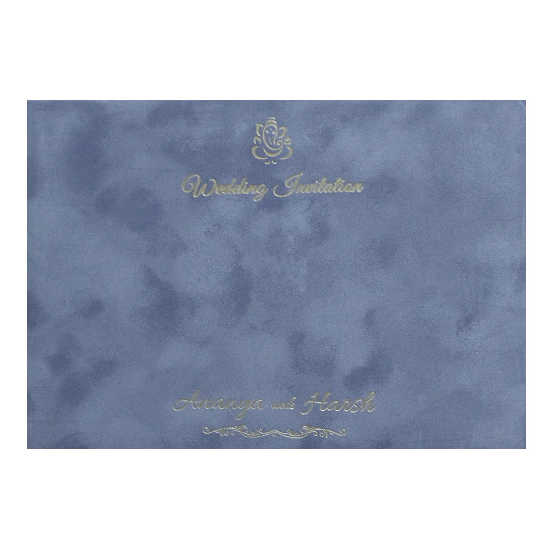 Luxury Grey & Gold Padded Wedding Invitation Card - KMMWD1149 - Image 4