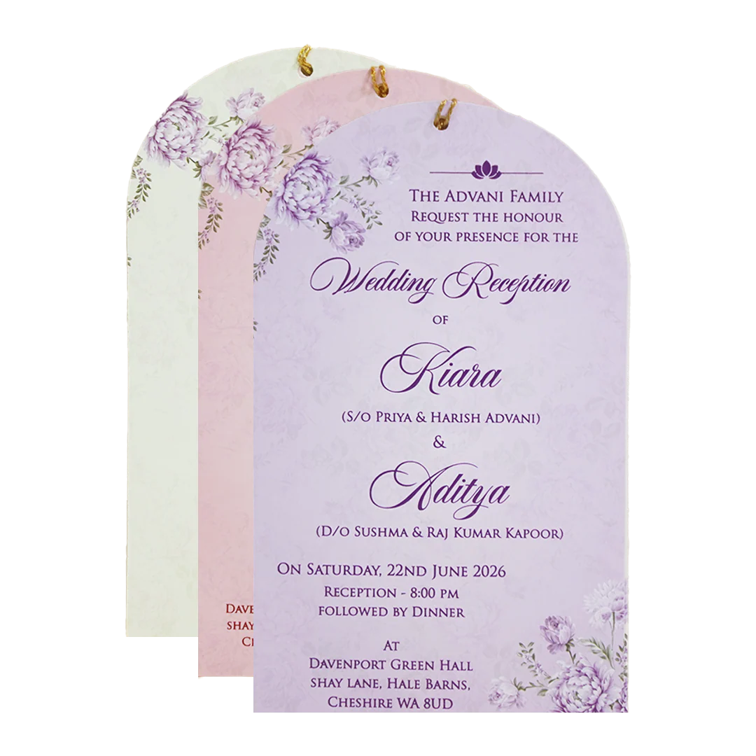 Luxury Lavender Floral Laser-Cut Wedding Card - KFR15100 - Image 5