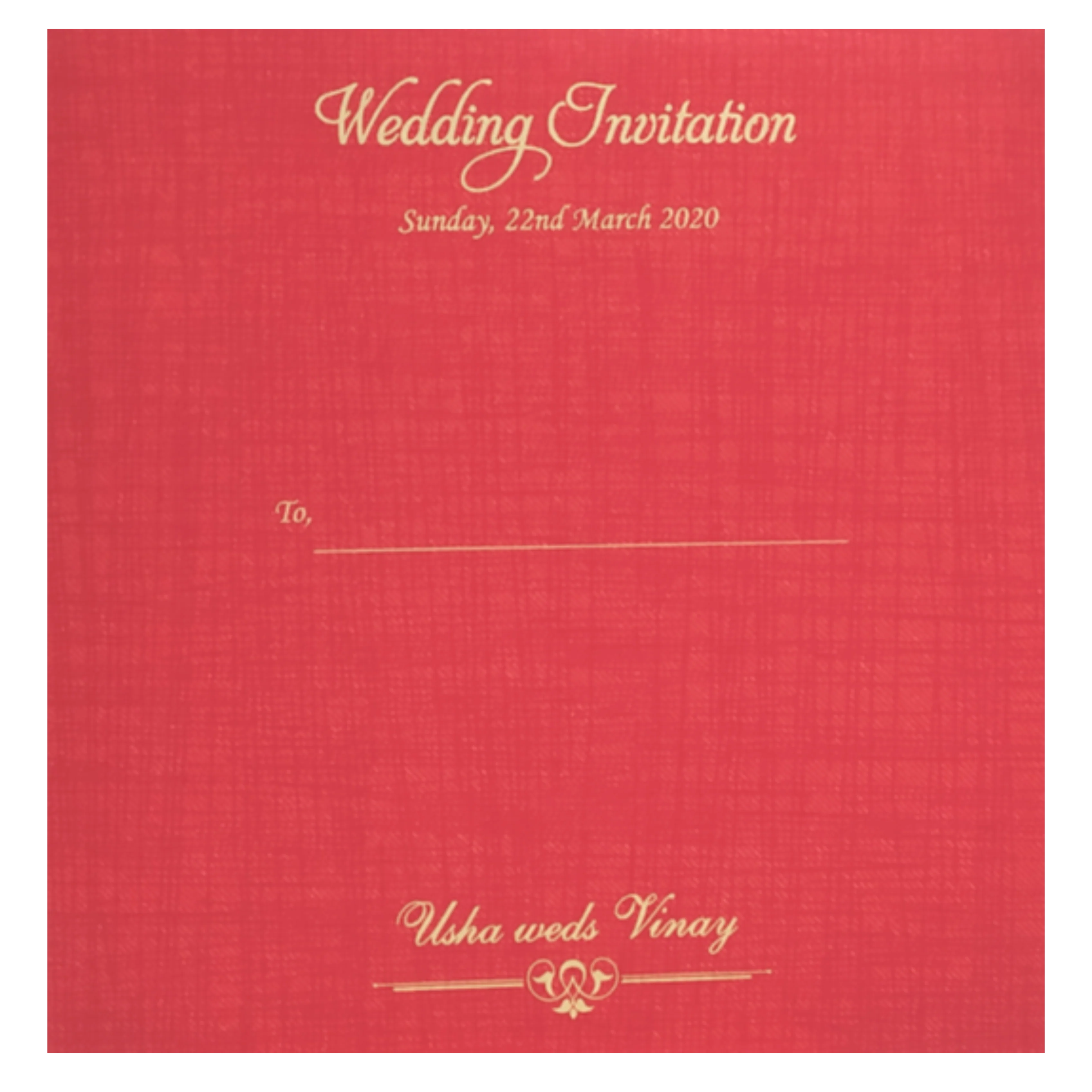 Red Designer Coconut Shape Wedding Card Design-KNF9100R - Image 3