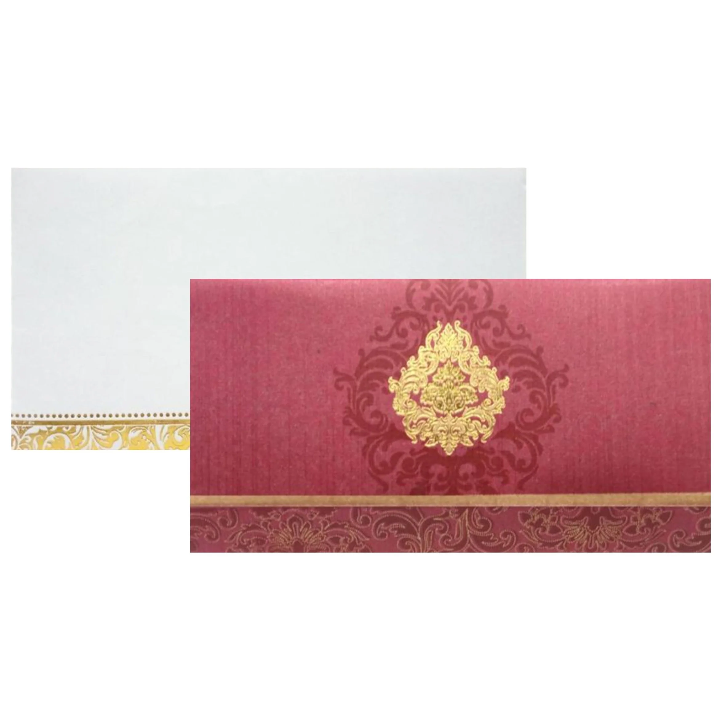 Magnificent Gold Foiling Design With Brown Shading Personal Wedding Card - KNHM813C - Image 2