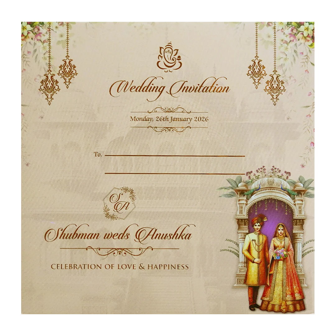 Cream Majestic Couple Cutout Padded Wedding Invitation-KRB09740 - Image 4
