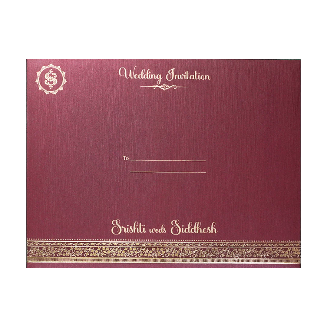 Maroon Baroque Floral Wedding Invitation Card-KSI64370 - Image 4