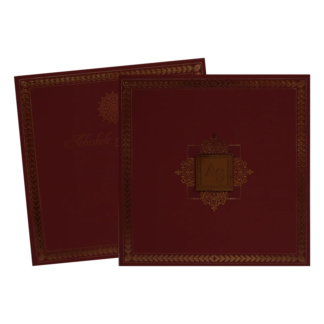 Maroon Copper Foil Wedding Card-KRC30501 - Image 2
