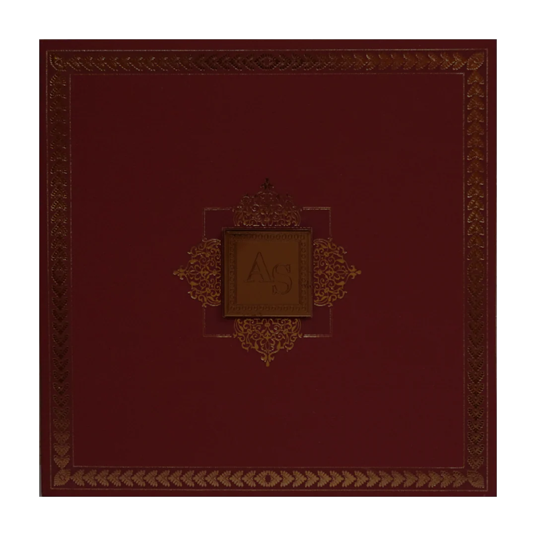 Maroon Copper Foil Wedding Card-KRC30501 - Image 3