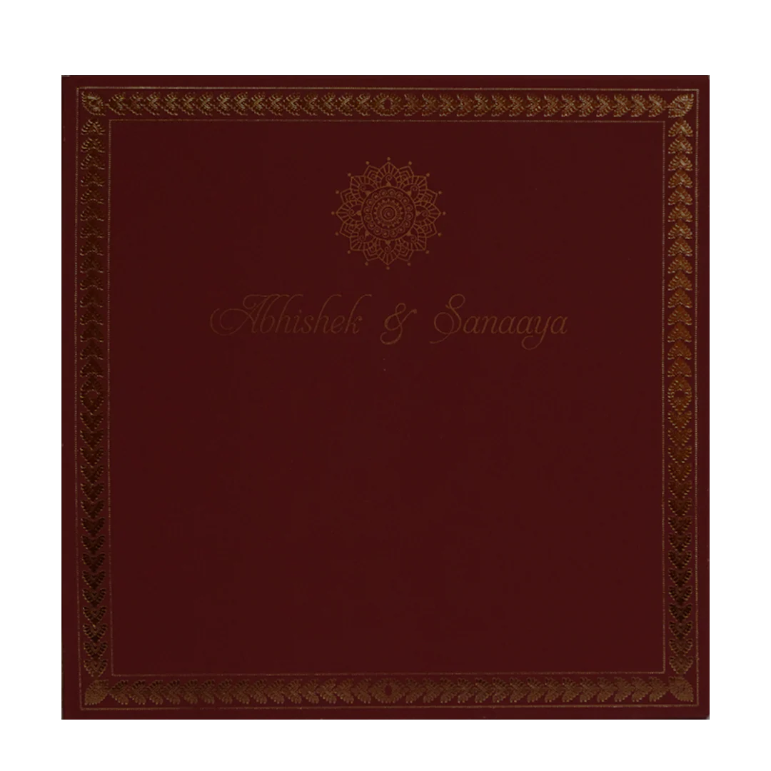 Maroon Copper Foil Wedding Card-KRC30501 - Image 4