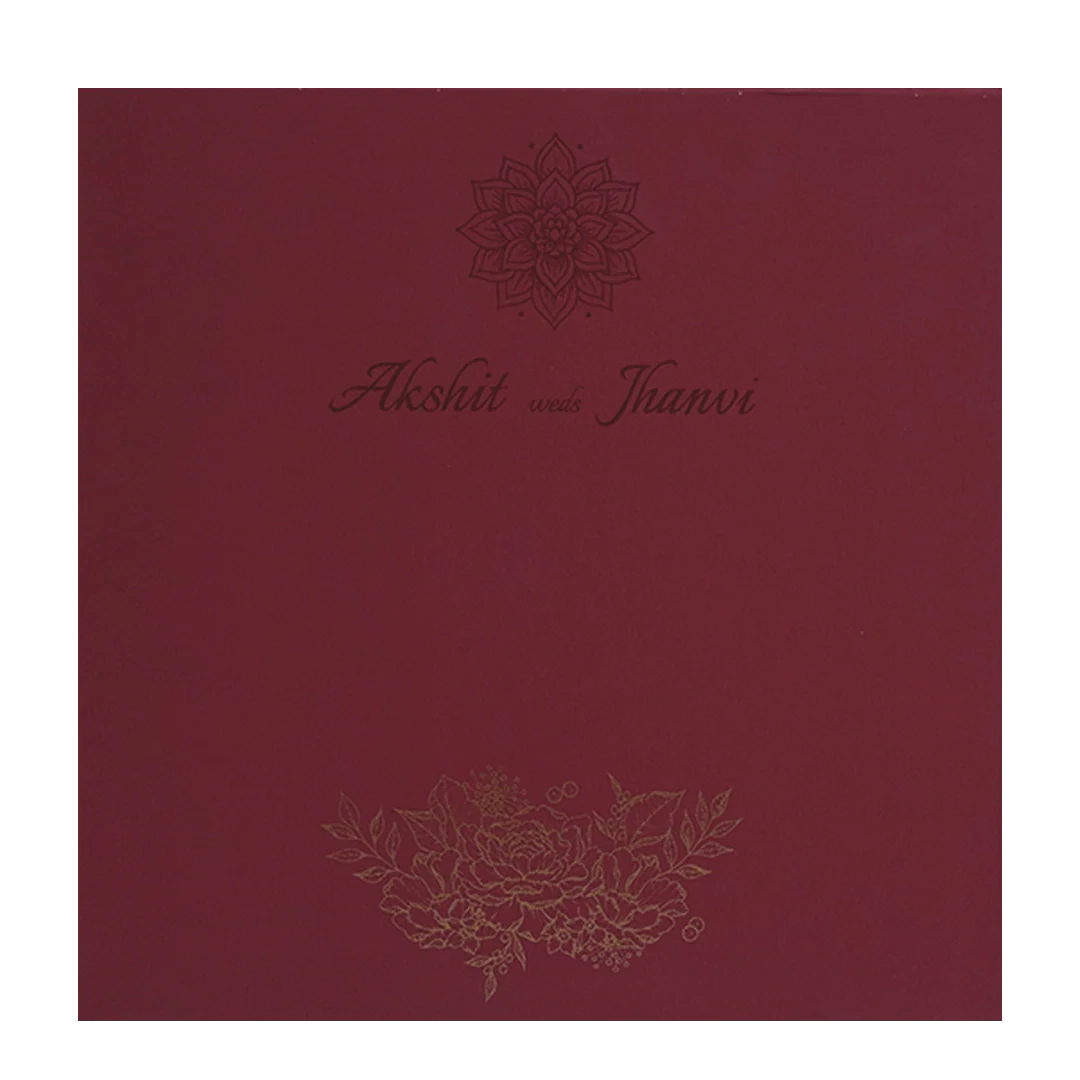 Maroon Floral Door Invitation Card-KRC30412 - Image 4