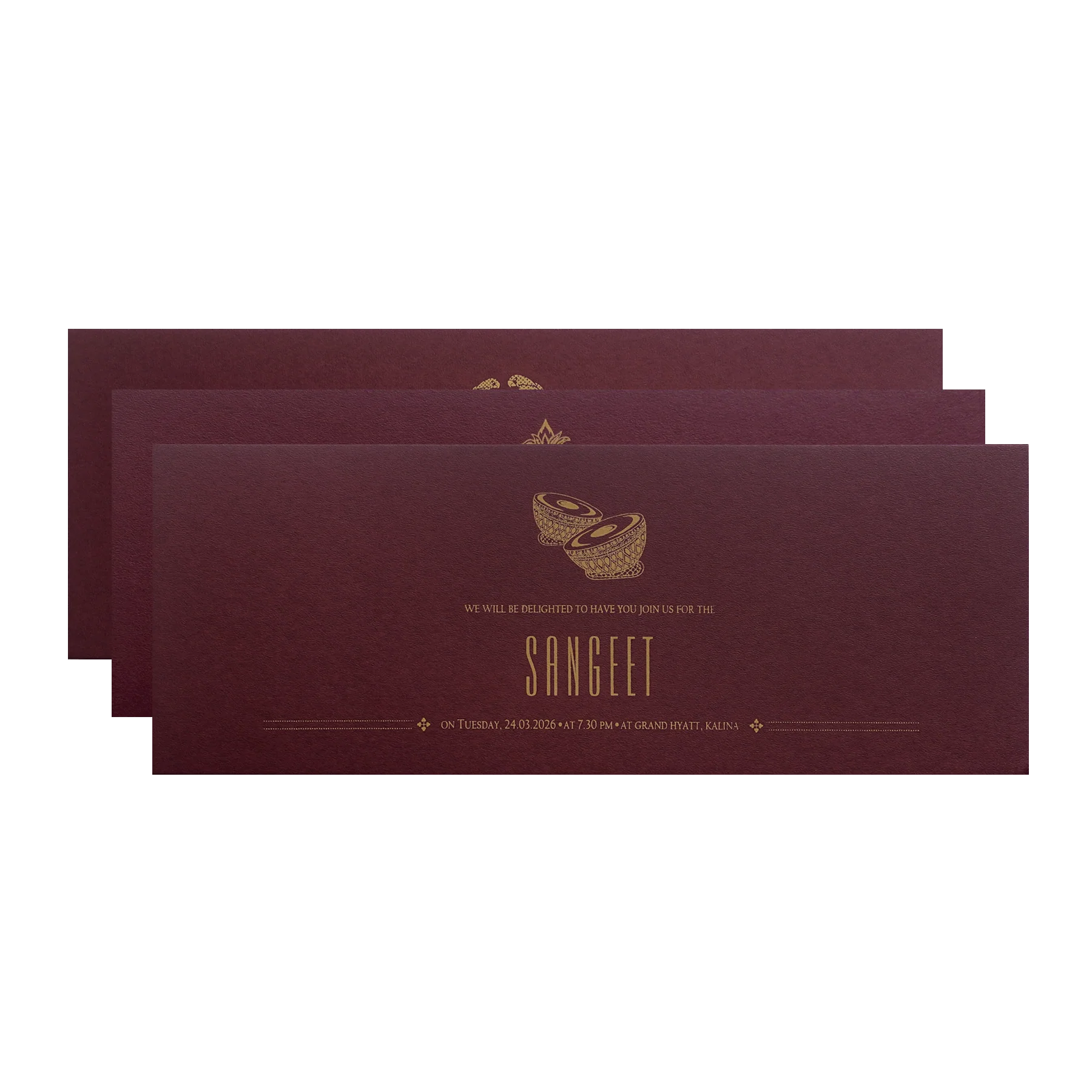 Maroon Floral Handle Padded Wedding Invitation Card-KPR24890 - Image 5
