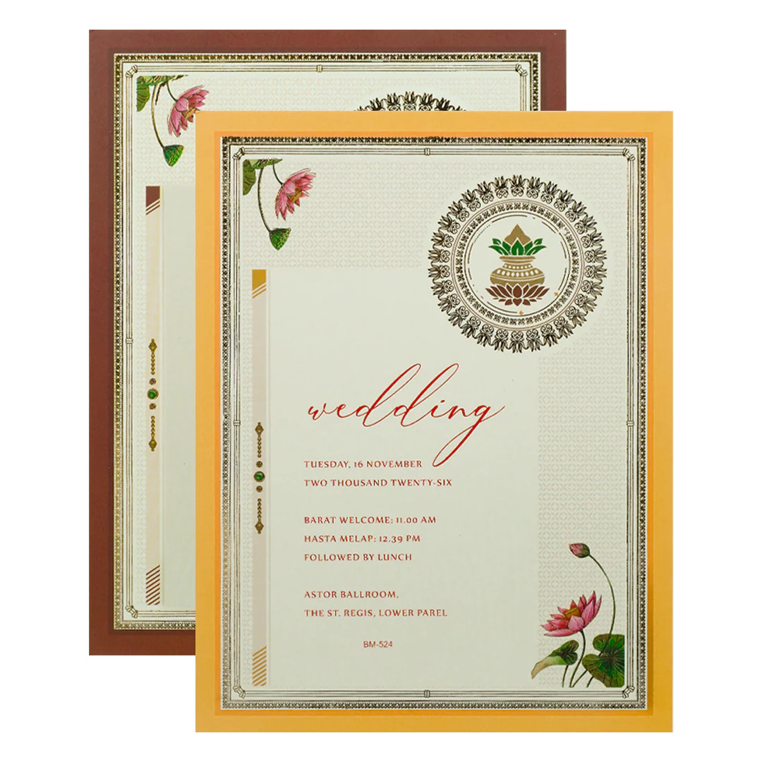 Maroon Ganesha Motif Padded Wedding Card-KBM05240 - Image 5