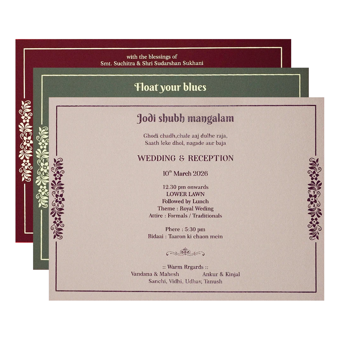 Maroon Gold Floral Padded Wedding Card-KSI64330 - Image 5