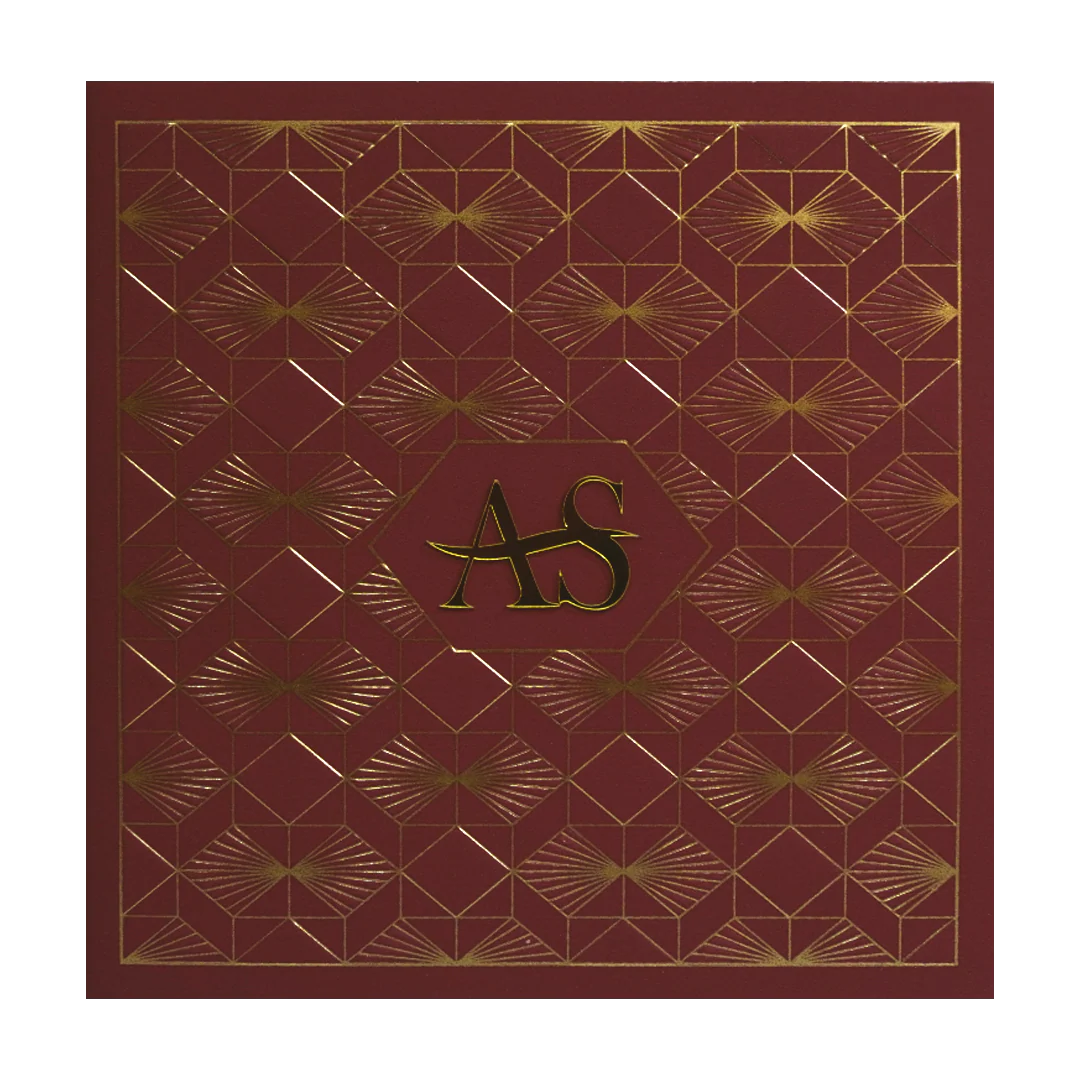 Maroon Pattern Gold Wedding Card-KRC30381 - Image 3