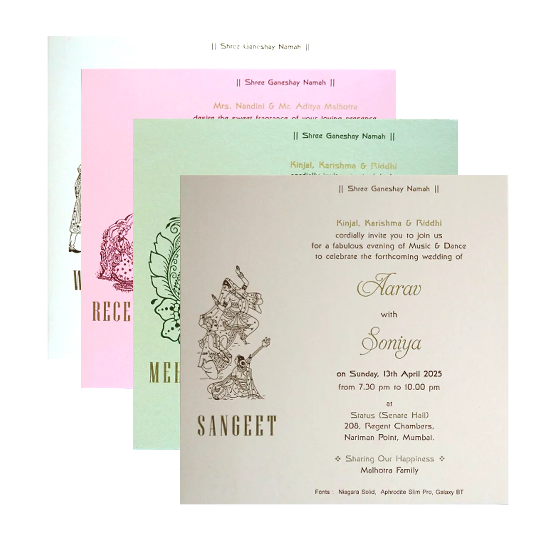 Maroon Pattern Gold Wedding Card-KRC30381 - Image 5