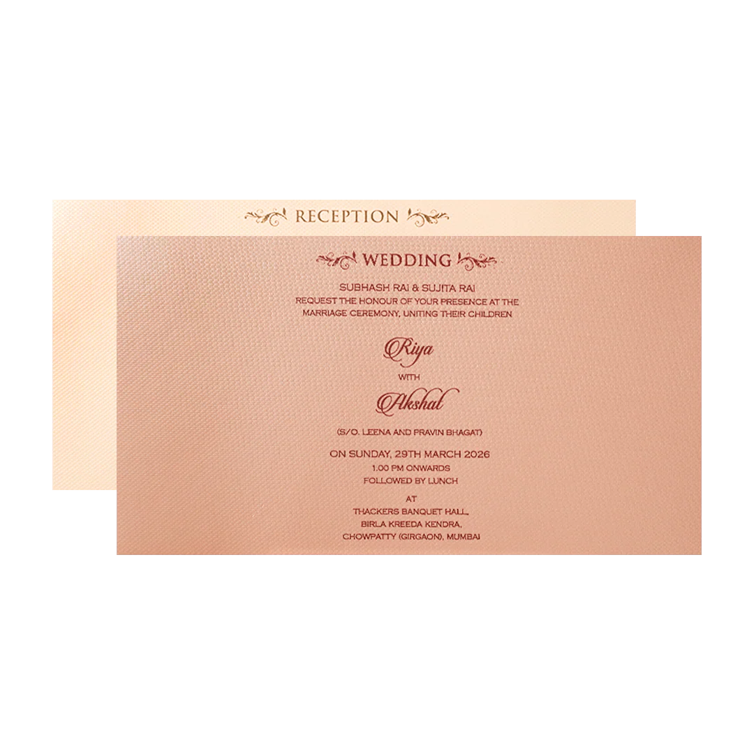 Maroon Simple Padded Wedding Card-KMMWD1170 - Image 5