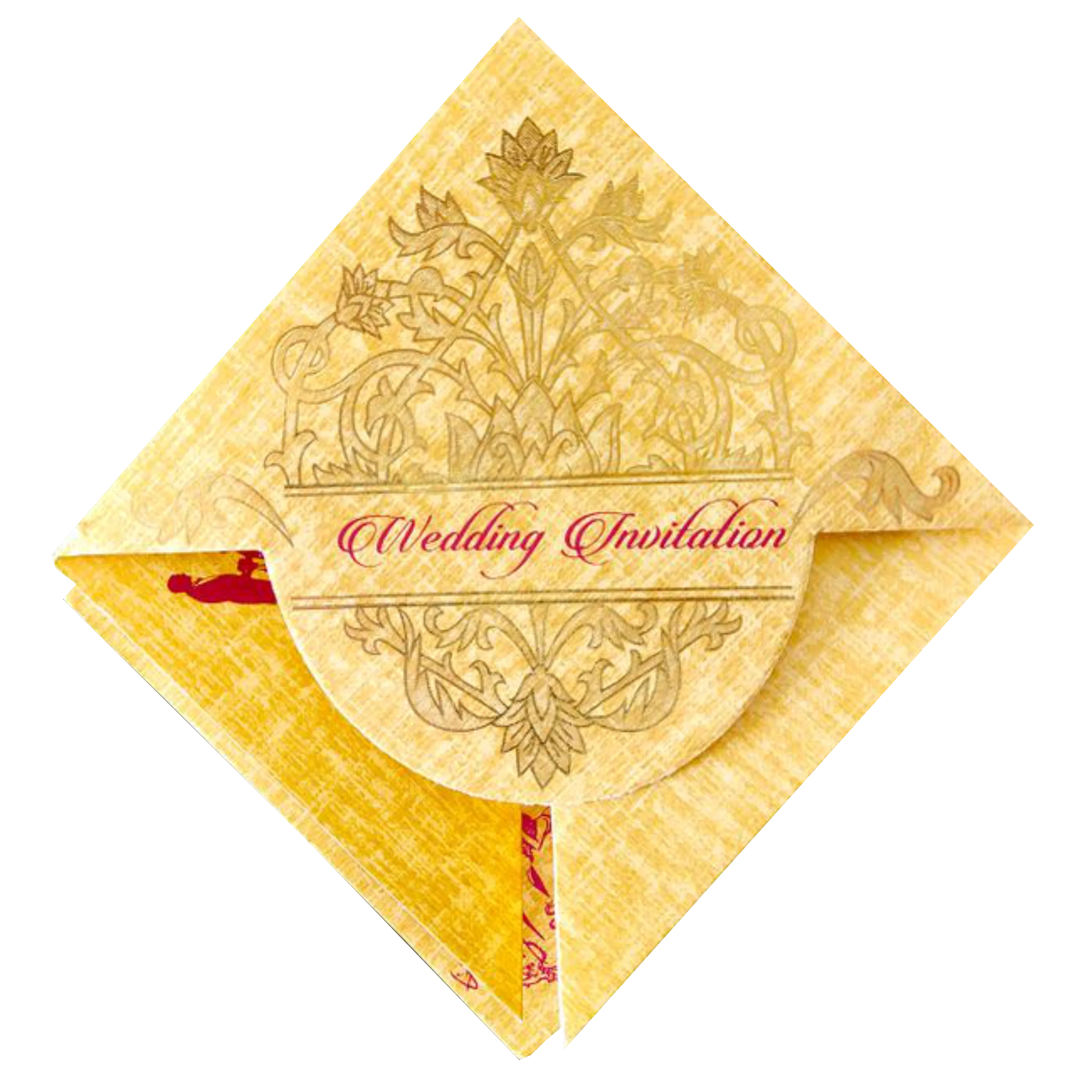 Gold Designer Personal Invitation Card In Gold Foiling Print With Bag-KNF9101G - Image 2