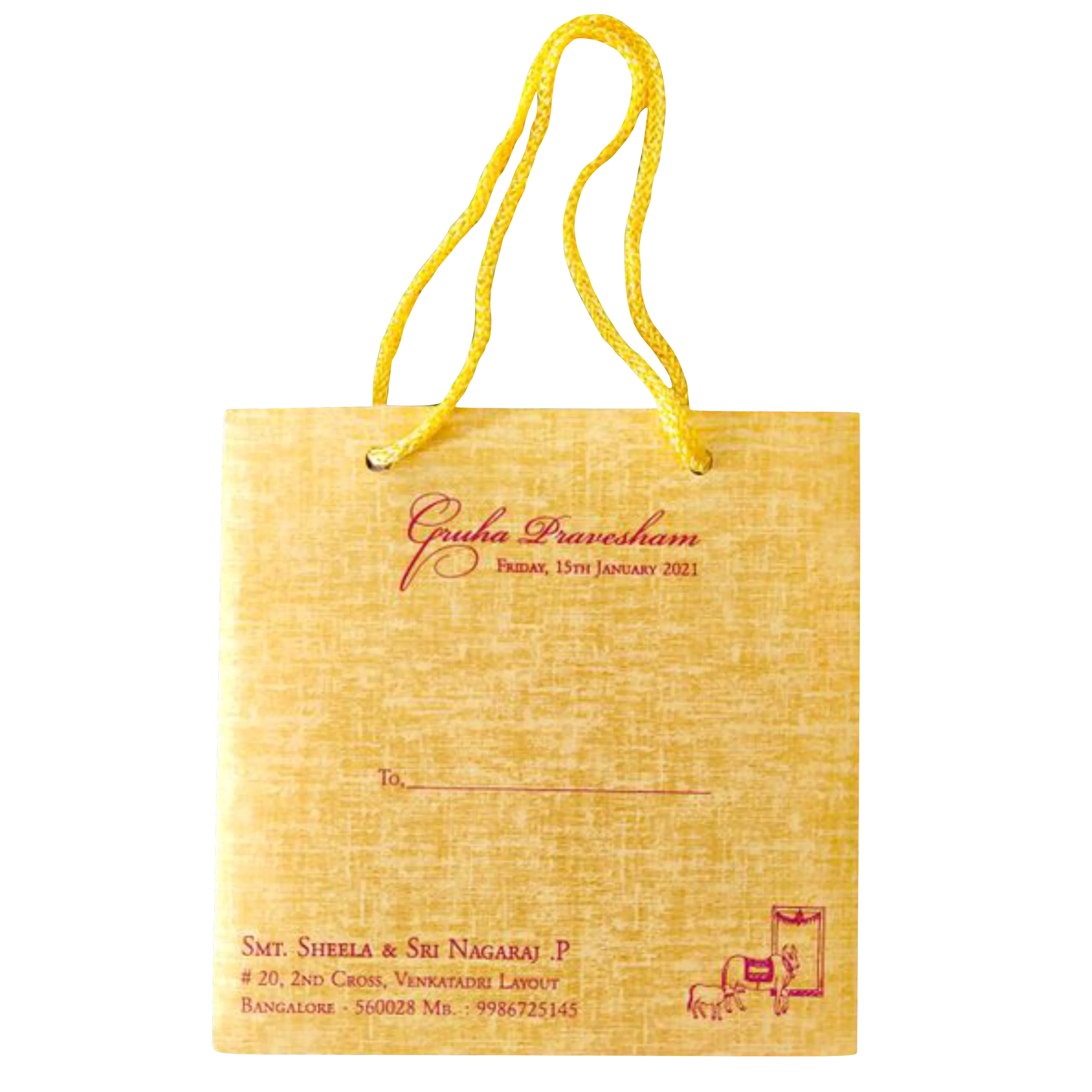 Gold Designer Personal Invitation Card In Gold Foiling Print With Bag-KNF9101G - Image 4