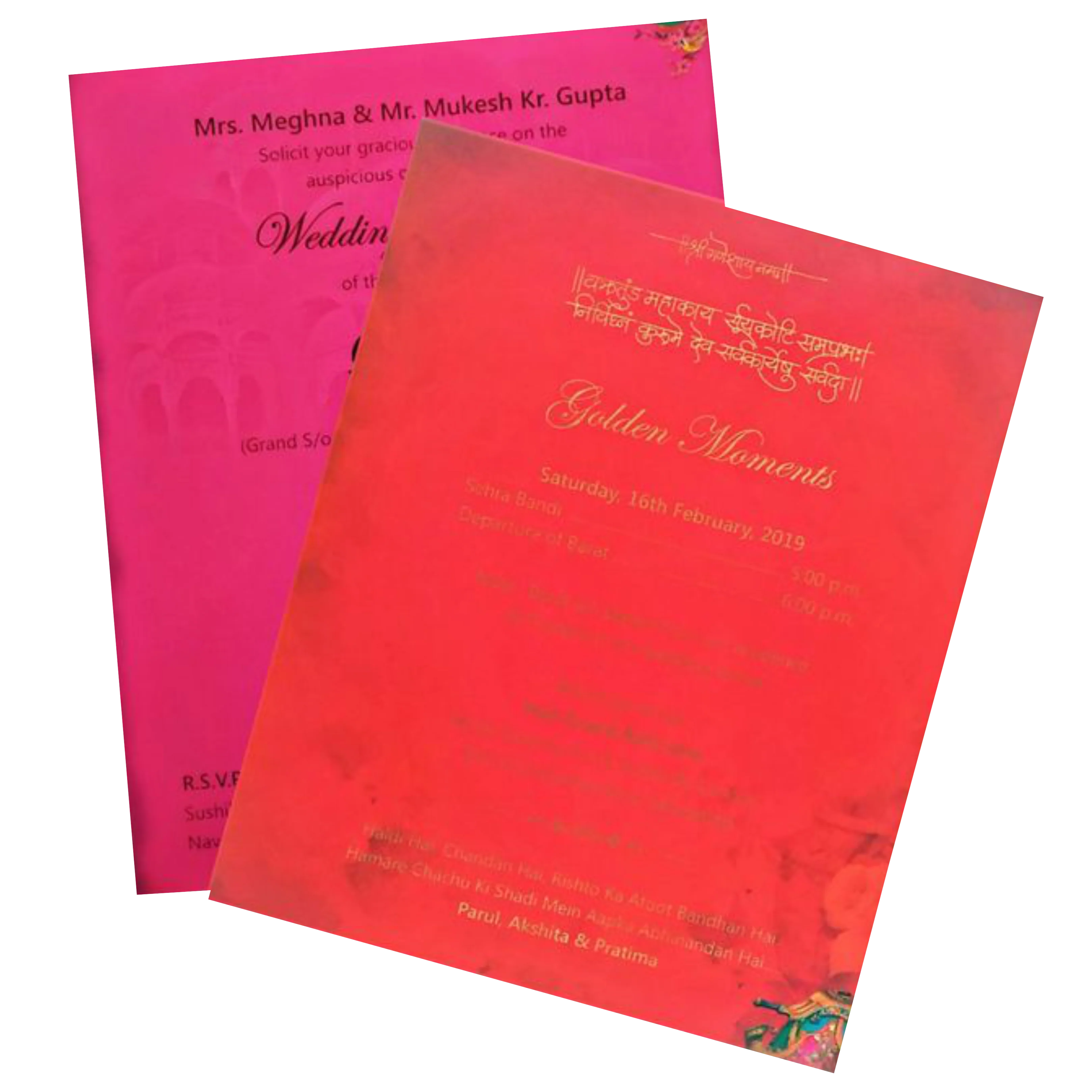 Marvelous Peach Color Baraat Theme Padding Invitation Card - KNKZAC139 - Image 5