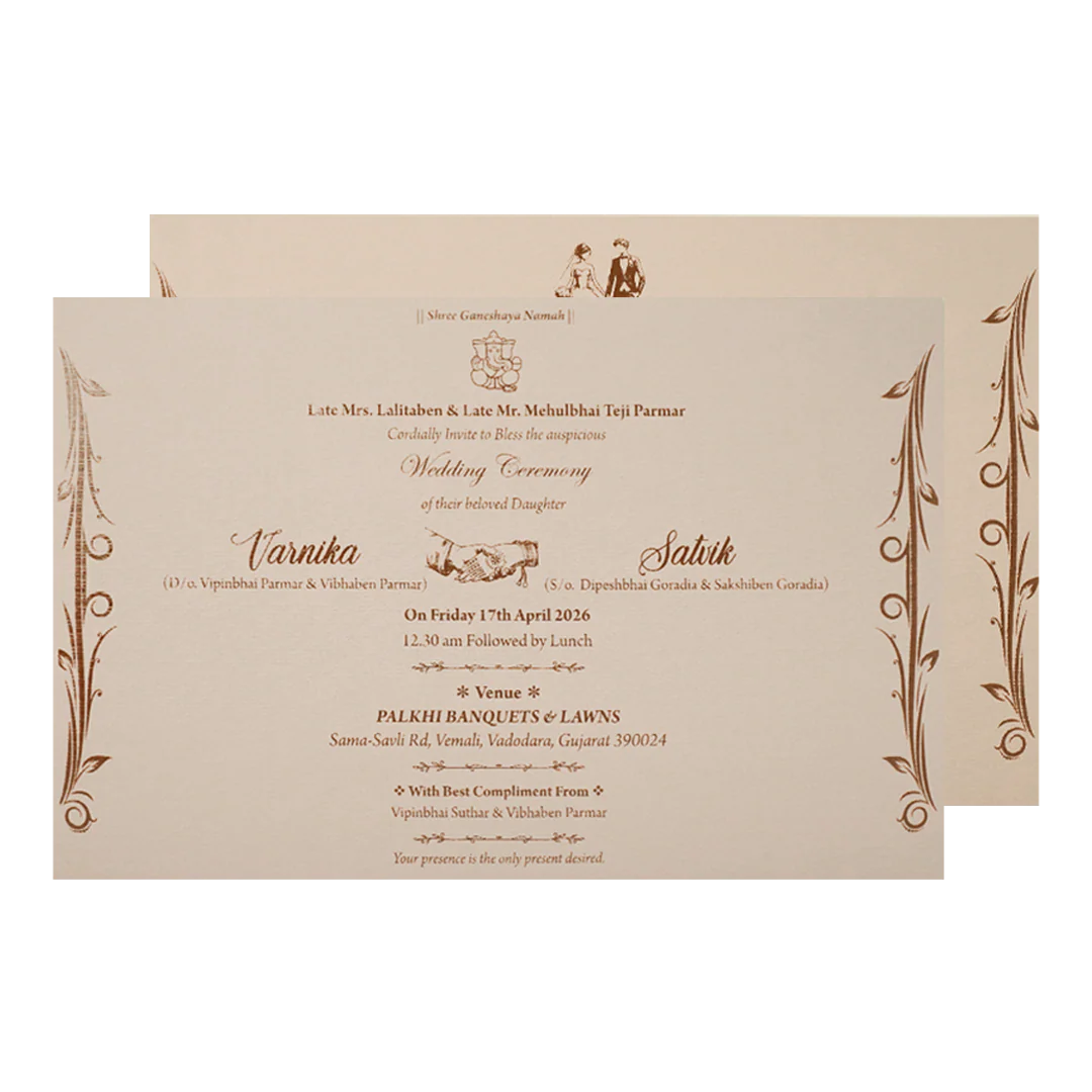 Mauve Gold Floral Padded Wedding Card-KSSC2350 - Image 5
