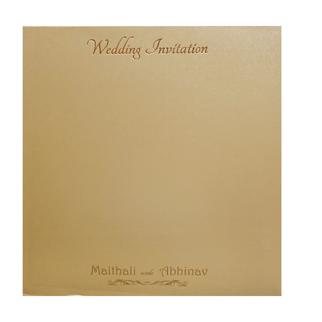 Metalic Gold Laser Cut Palace Padded Wedding Card-KMMWD1129 - Image 4