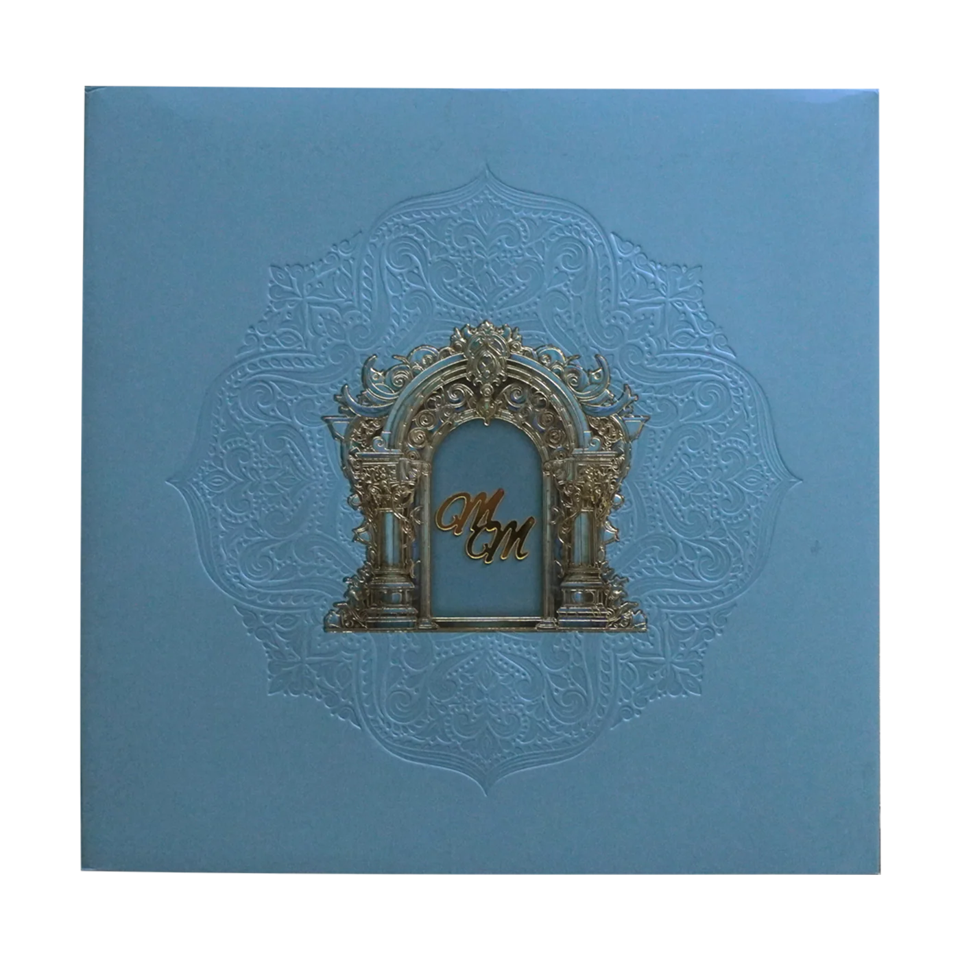 Metallic Blue Premium Padded Wedding Invitation Card-KPR24130 - Image 3