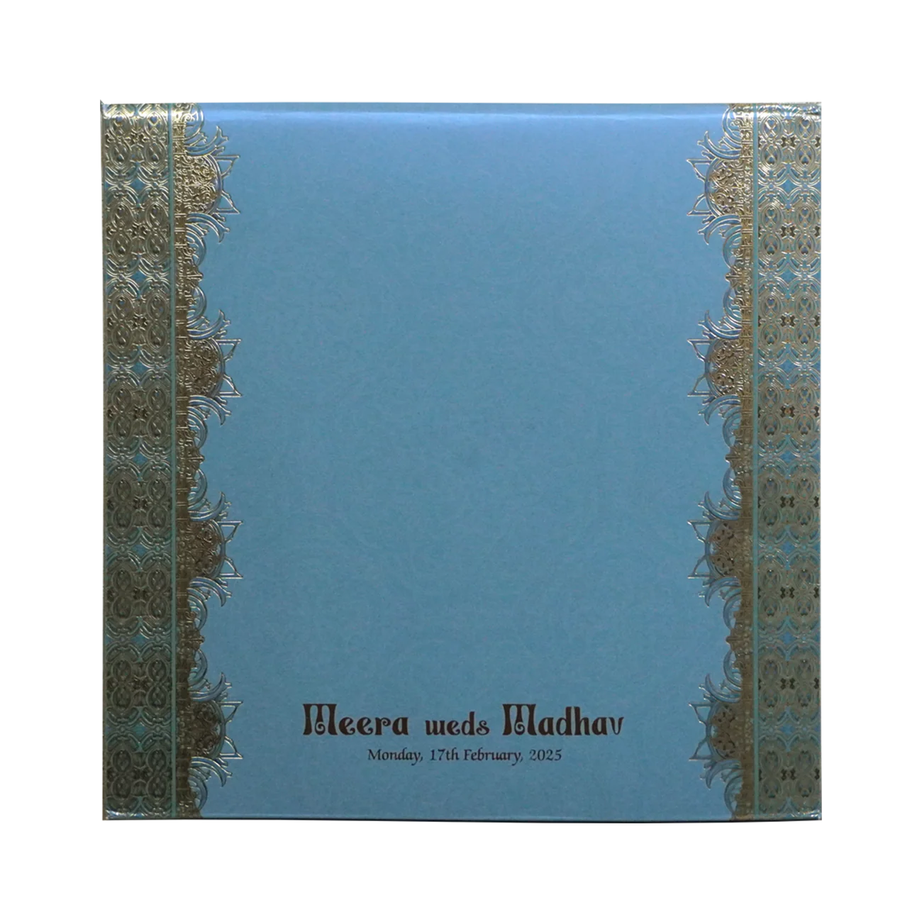 Metallic Blue Premium Padded Wedding Invitation Card-KPR24130 - Image 4