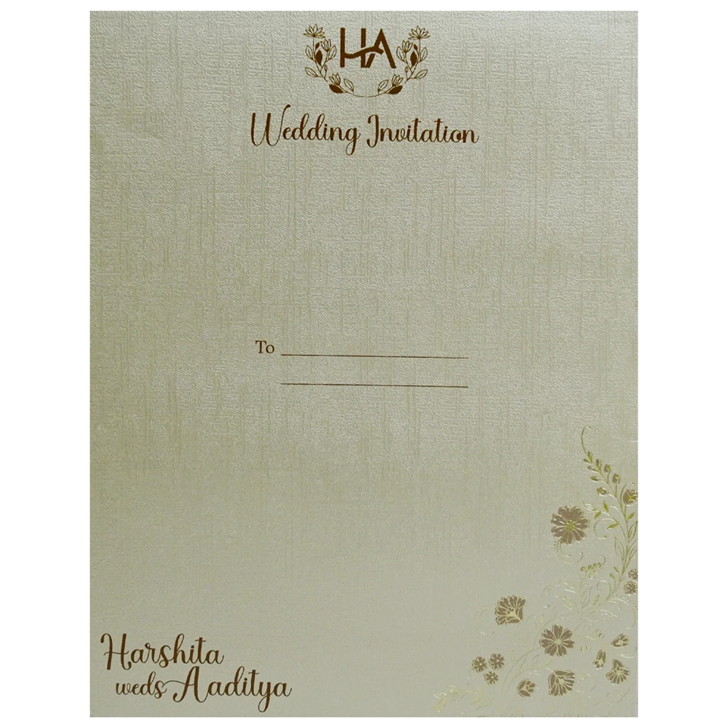 Metallic Brown Padded Wedding Card-KSI12140 - Image 4