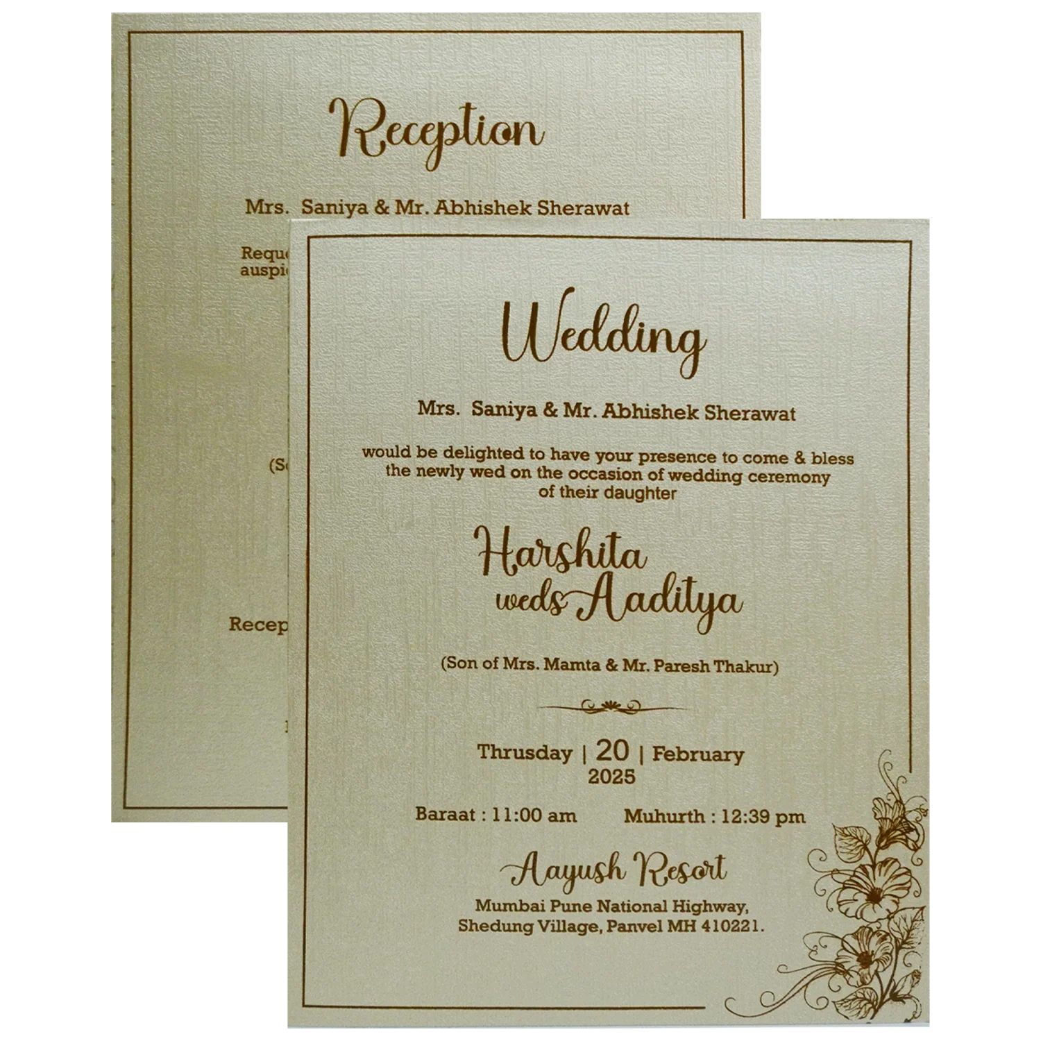Metallic Brown Padded Wedding Card-KSI12140 - Image 5