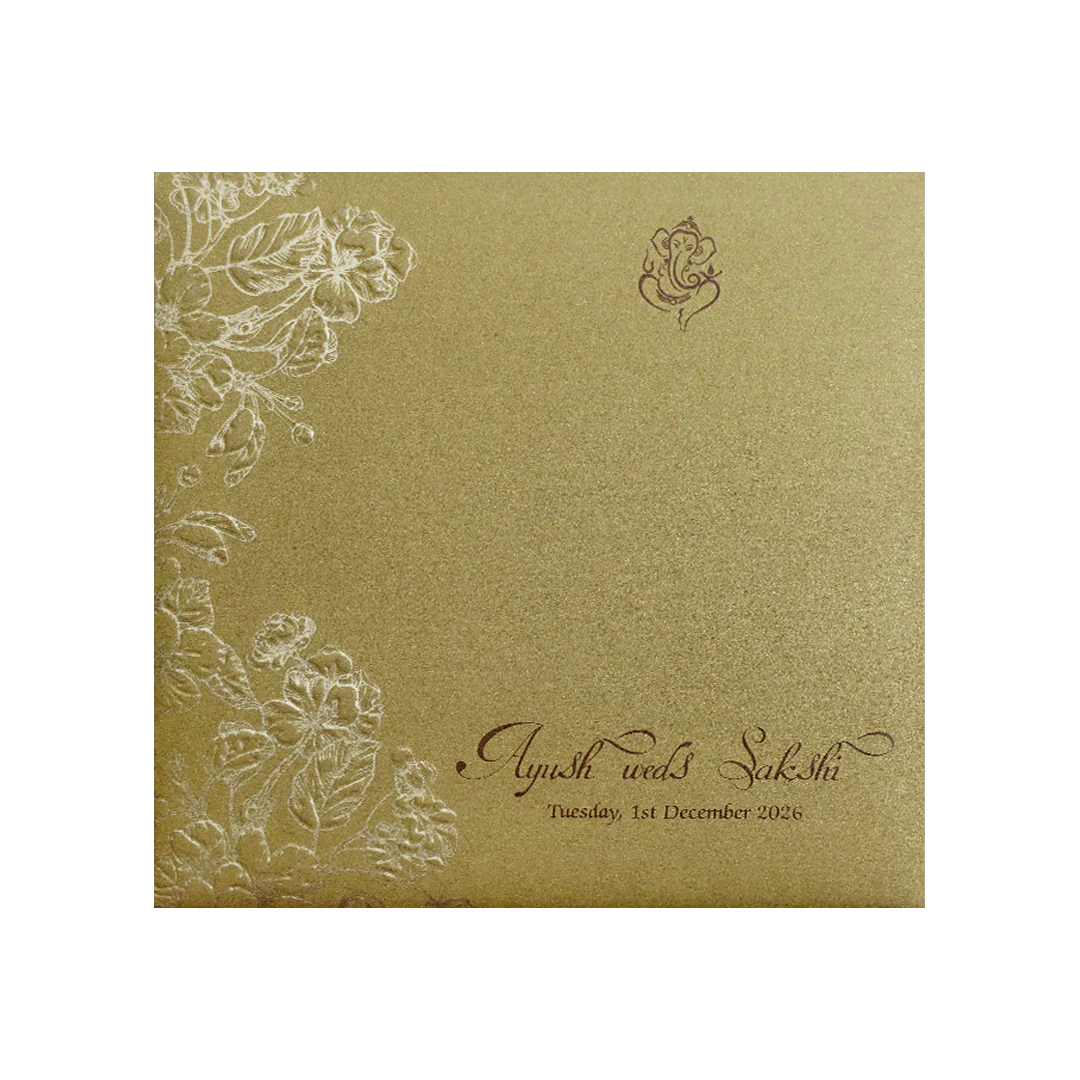 Metallic Gold Door Style Wedding Card-KPR06080 - Image 4