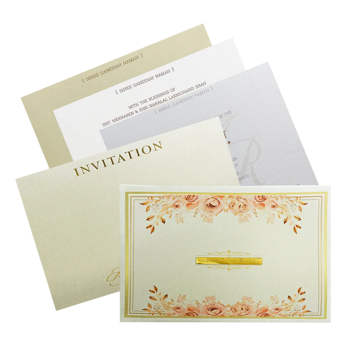 Metallic Grey Floral Invitation-KRC30760