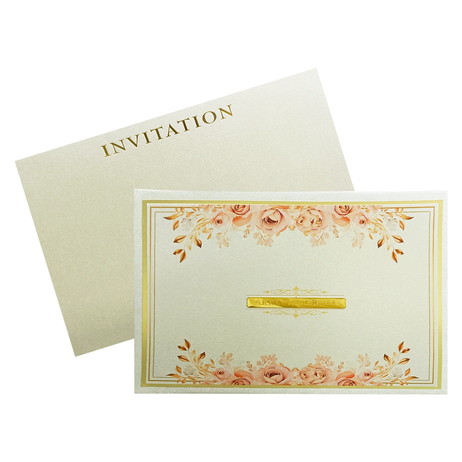 Metallic Grey Floral Invitation-KRC30760 - Image 2