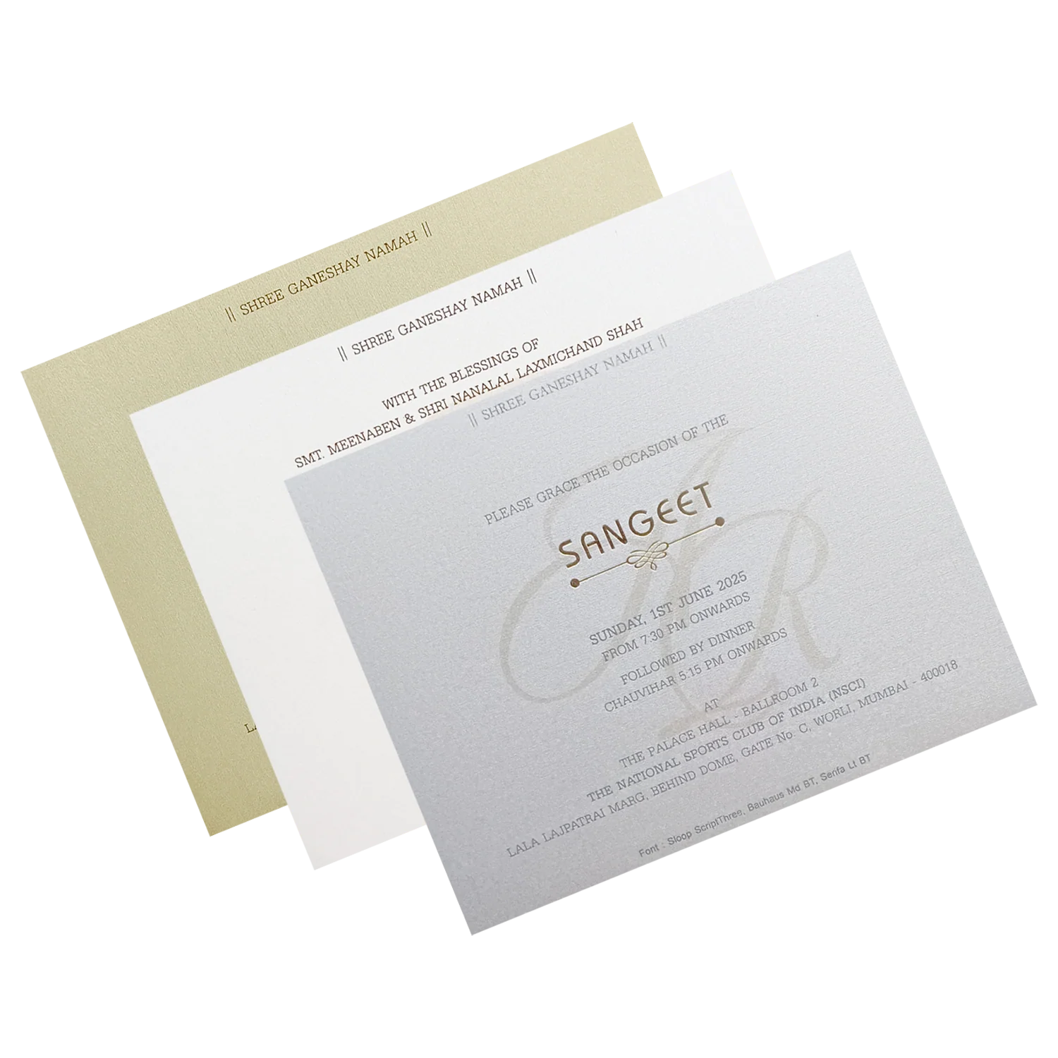 Metallic Grey Floral Invitation-KRC30760 - Image 5