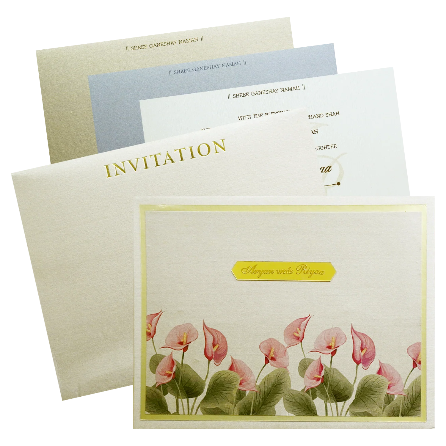 Metallic Light Brown Wedding Card-Krc30750